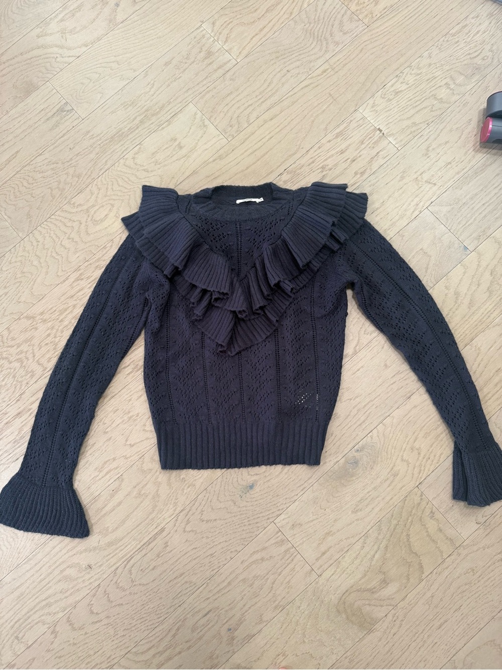 Tularosa Blue Ruffle Knit Sweater